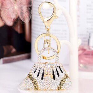 Gold Bag Keychain Rhinestone Bag Charm